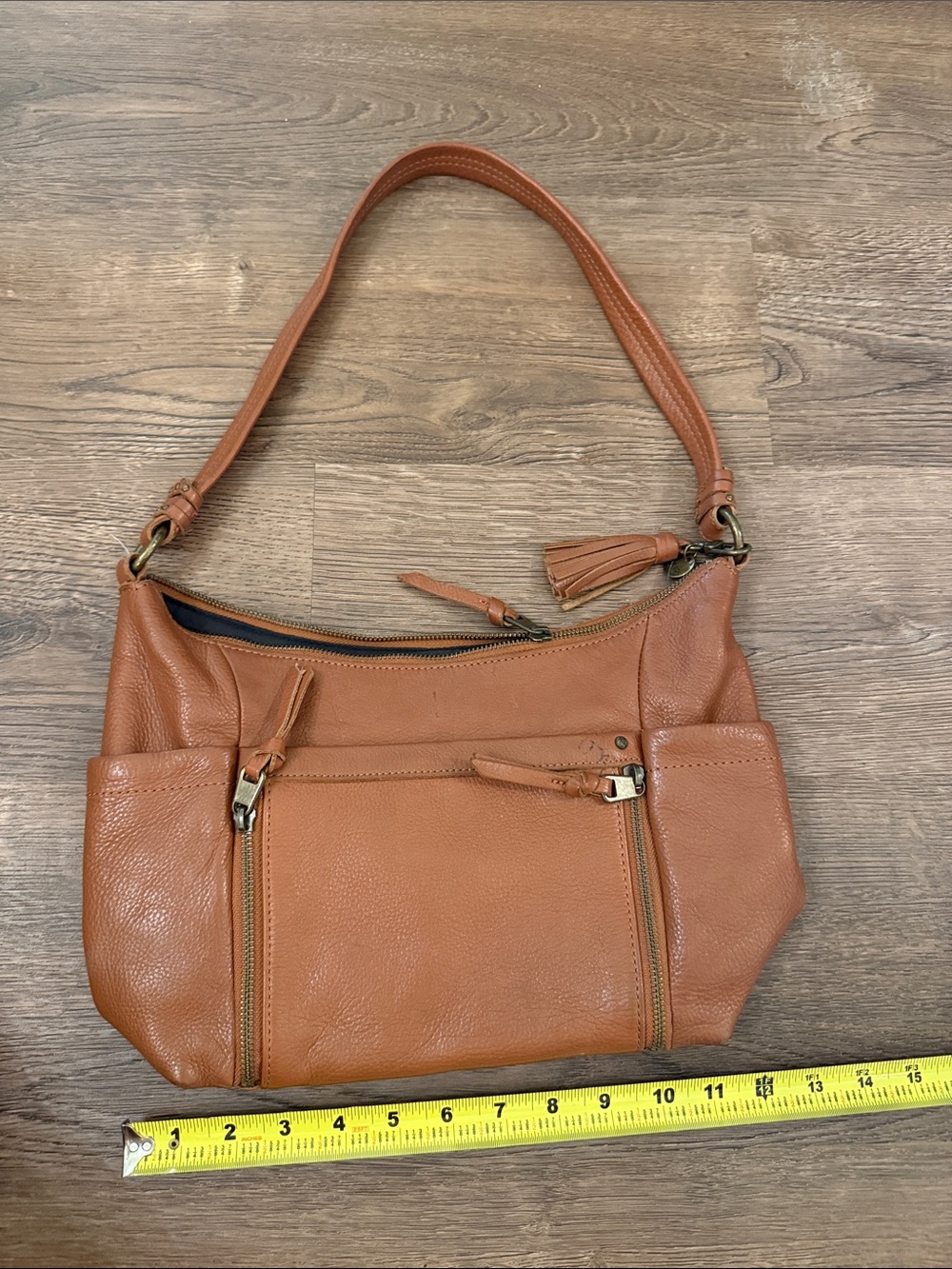 The Sak Cognac Leather Shoulder Bag with Tassel